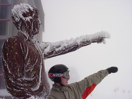 Frozen Statue: Pine Marten Lodge, Mt. Bachelor