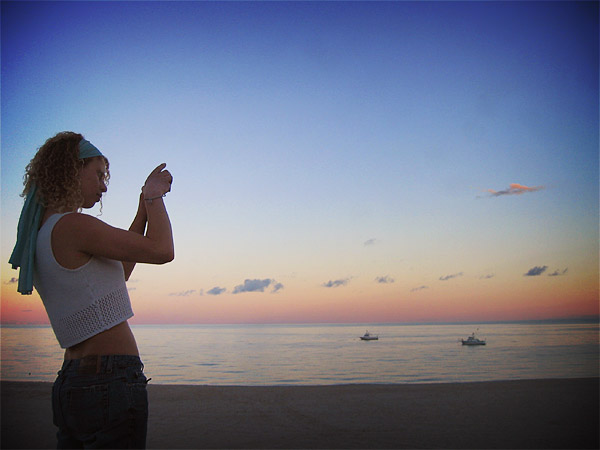 Kelsey, taking pictures of the lovely sunset