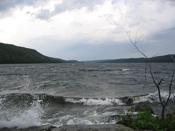 Crashing waves from a huge windstorm on Pine Lake, Minnesota