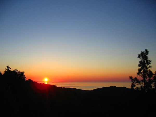 Sunrise over Lake Superior, as seen from Mystical Mountain on the Solstice