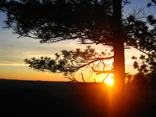 The sunset from Mystical Mountain on the shortest night of the year